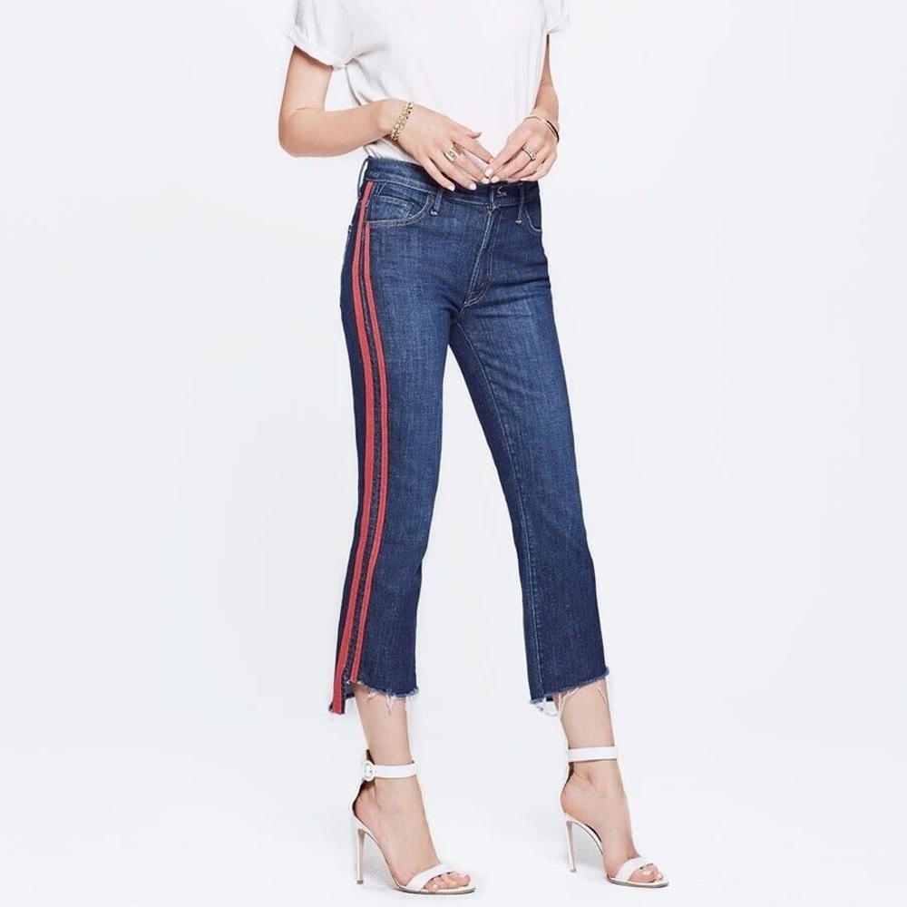 MOTHER High Rise Jeans with Red Stripe